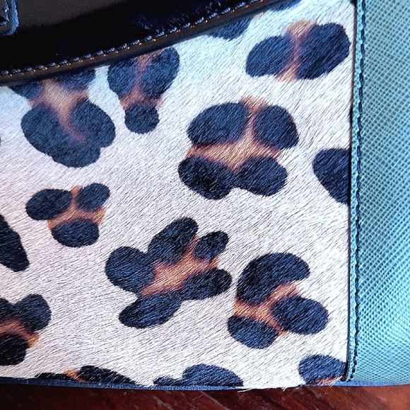 AB Bellucci Leopard Print Cowhide And Black Box Leather Crossbody Bag. Like New. - Picture 13 of 14